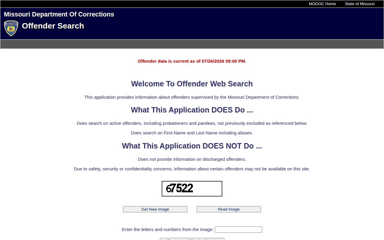 Missouri DOC search for New Madrid County released inmates