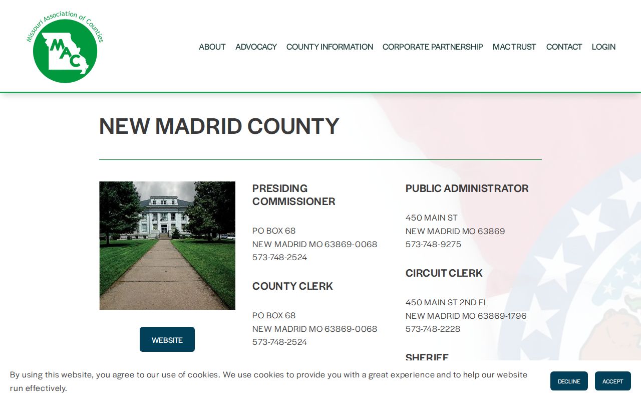 New Madrid County Jail release record contact directory